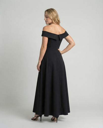 Abito Donna Elegante Scollo Bardot