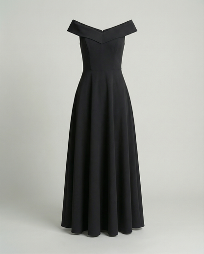 Abito Donna Elegante Scollo Bardot