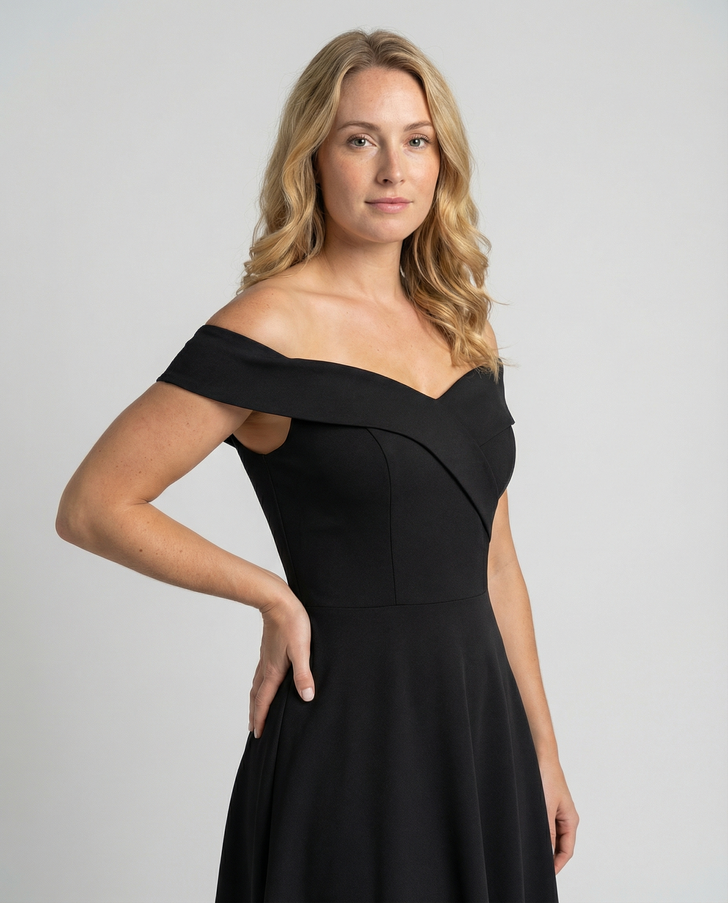 Abito Donna Elegante Scollo Bardot