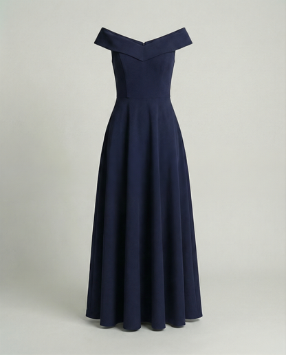 Abito Donna Elegante Scollo Bardot
