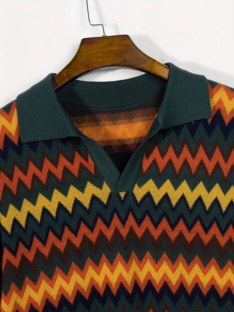 Maglione Donna Retro Motivo Zigzag Vestibilità Classica
