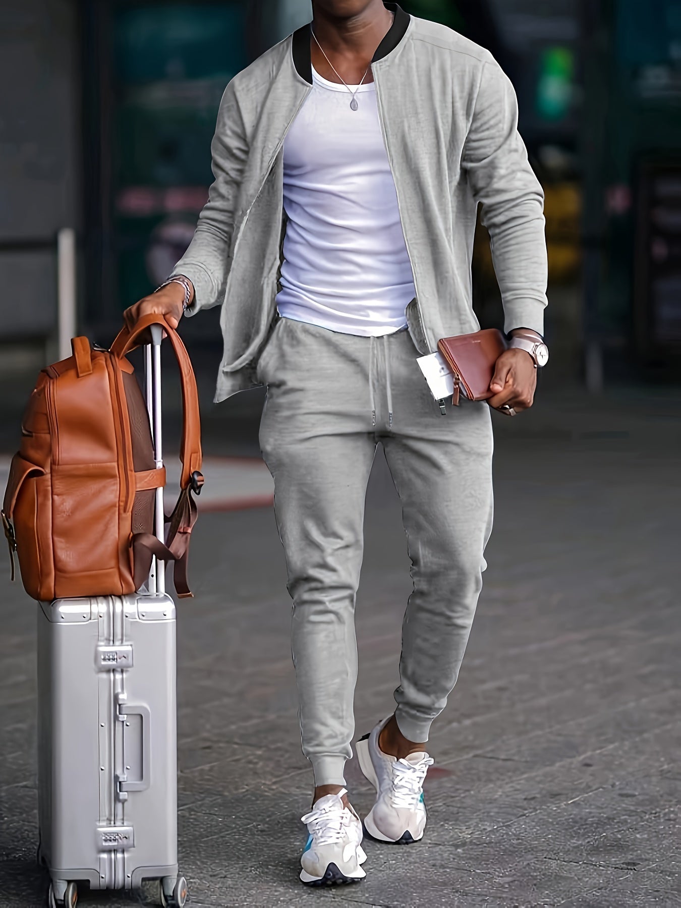 Tuta Uomo in Velluto con Giacca con Zip Comfortabile