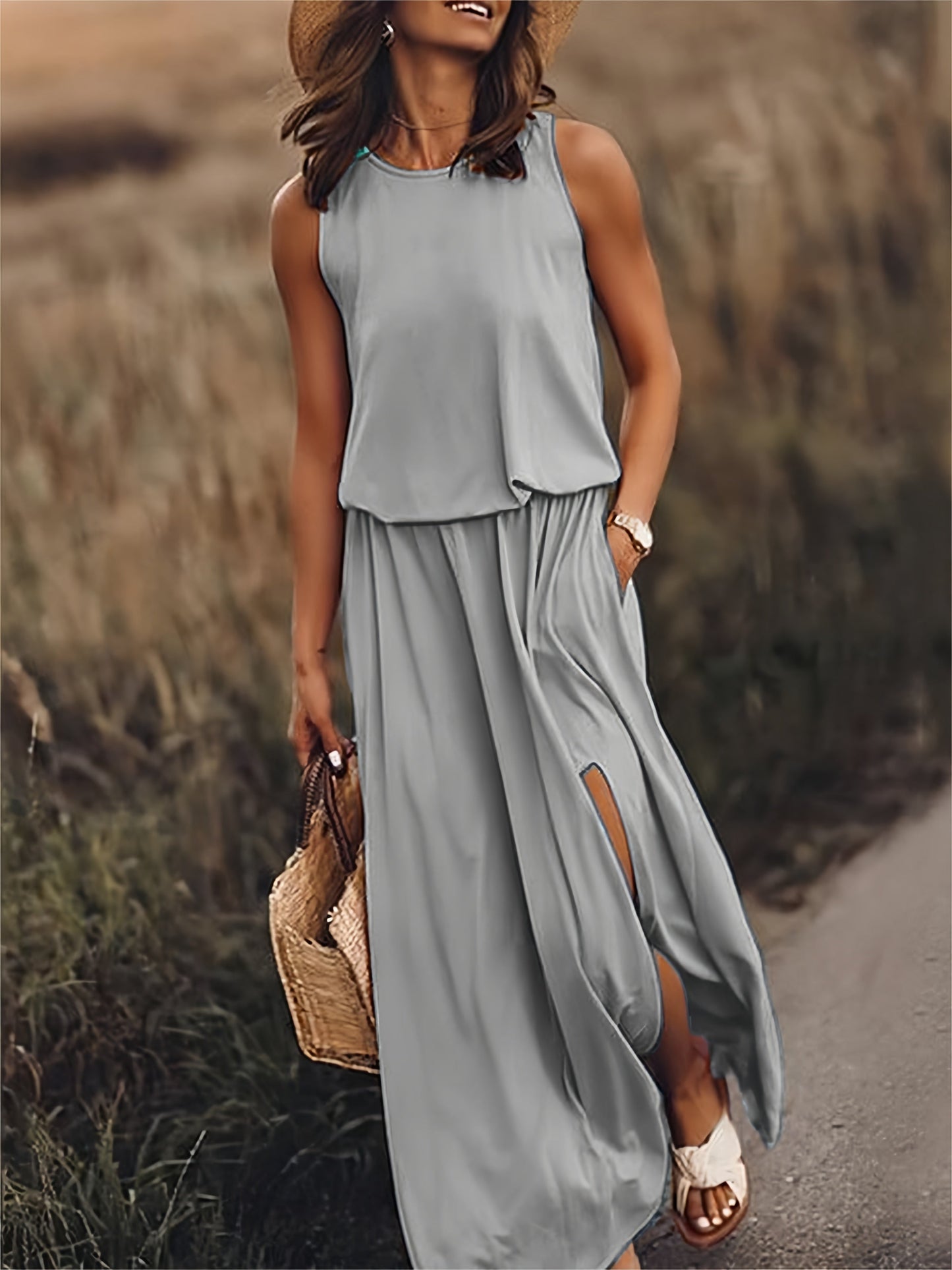Abito Maxidress Donna in Modal Stile Boho