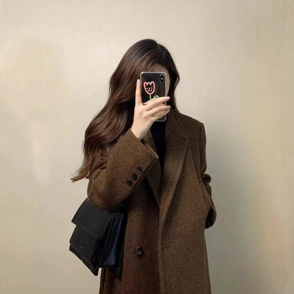 Cappotto Donna Lungo con Chiusura a Bottoni Classico