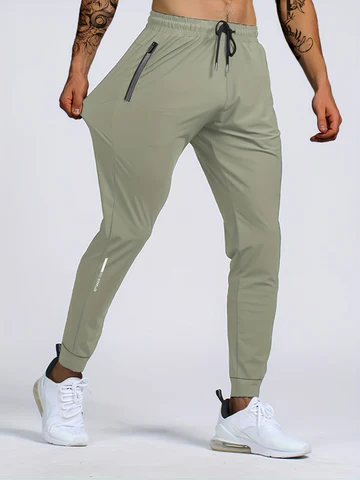 Pantaloni Sportivi Uomo in Tessuto Elasticizzato con Zip