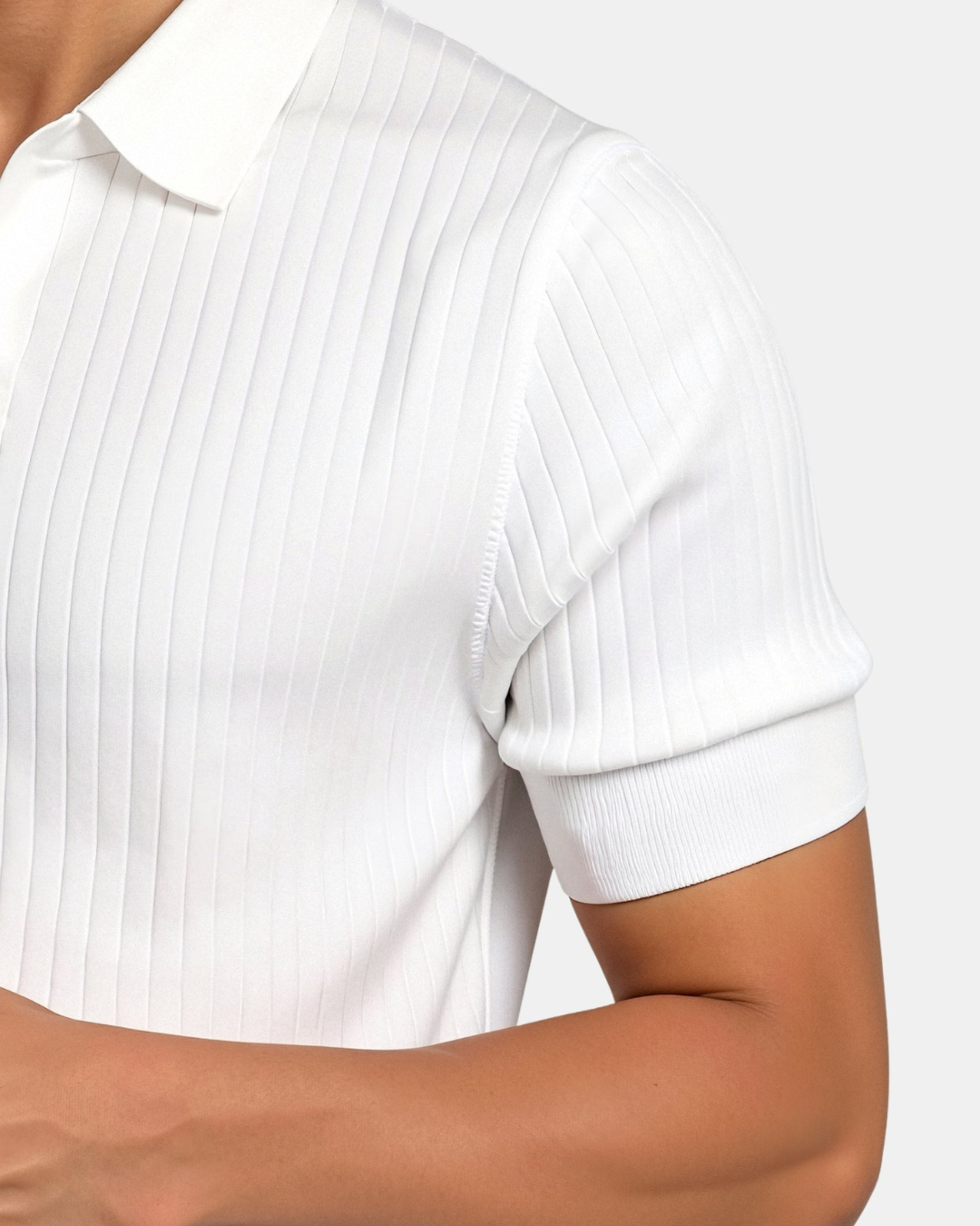 Polo Uomo in Maglia Ribbata Colletto Aperto Slim Fit