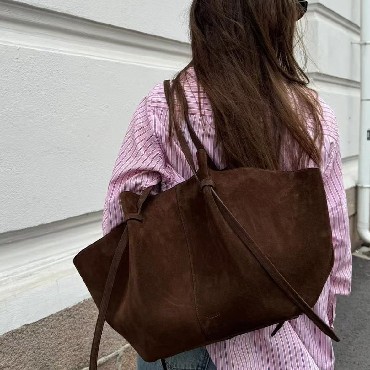 Borsa Shopper Donna in Suede Vegano Capiente e Resistente