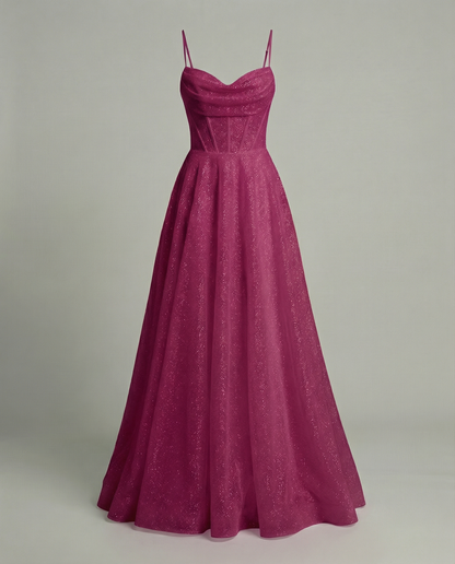 Abito da Sera Donna con Paillettes Scollo Classico