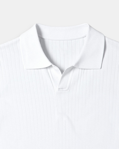 Polo Uomo in Maglia Ribbata Colletto Aperto Slim Fit