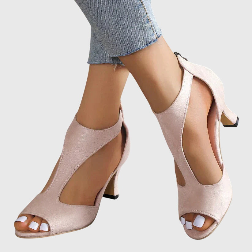 Sandali Donna Peep-Toe Tacco con Cut-Out - Brentozzi