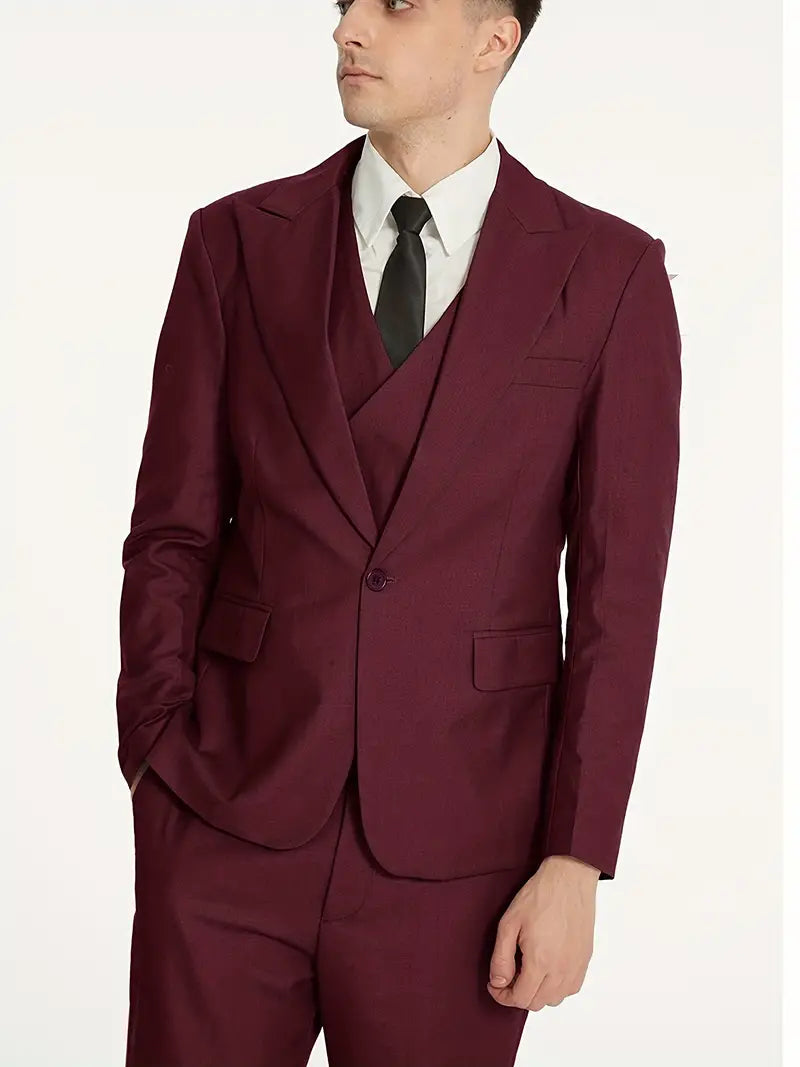 Completo Business Uomo Blazer Gilet e Pantaloni Taglio Classico