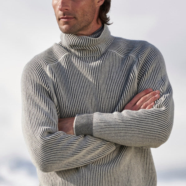 Maglione Uomo a Collo Alto con Maglia a Coste Caldo e Classico