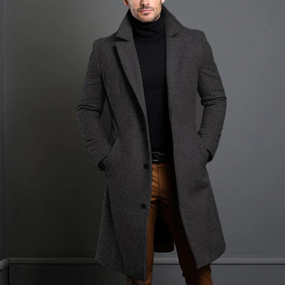 Cappotto Uomo in Misto Lana Taglio Sfiancato con Colletto Rever