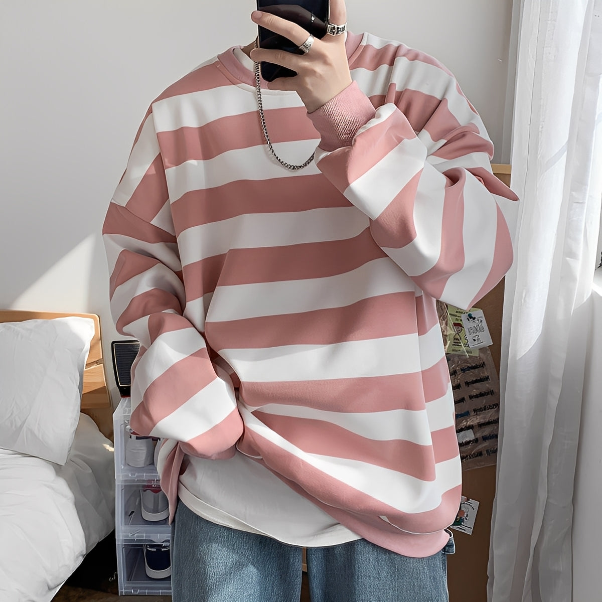 Maglione Uomo Oversize in Maglia a Righe