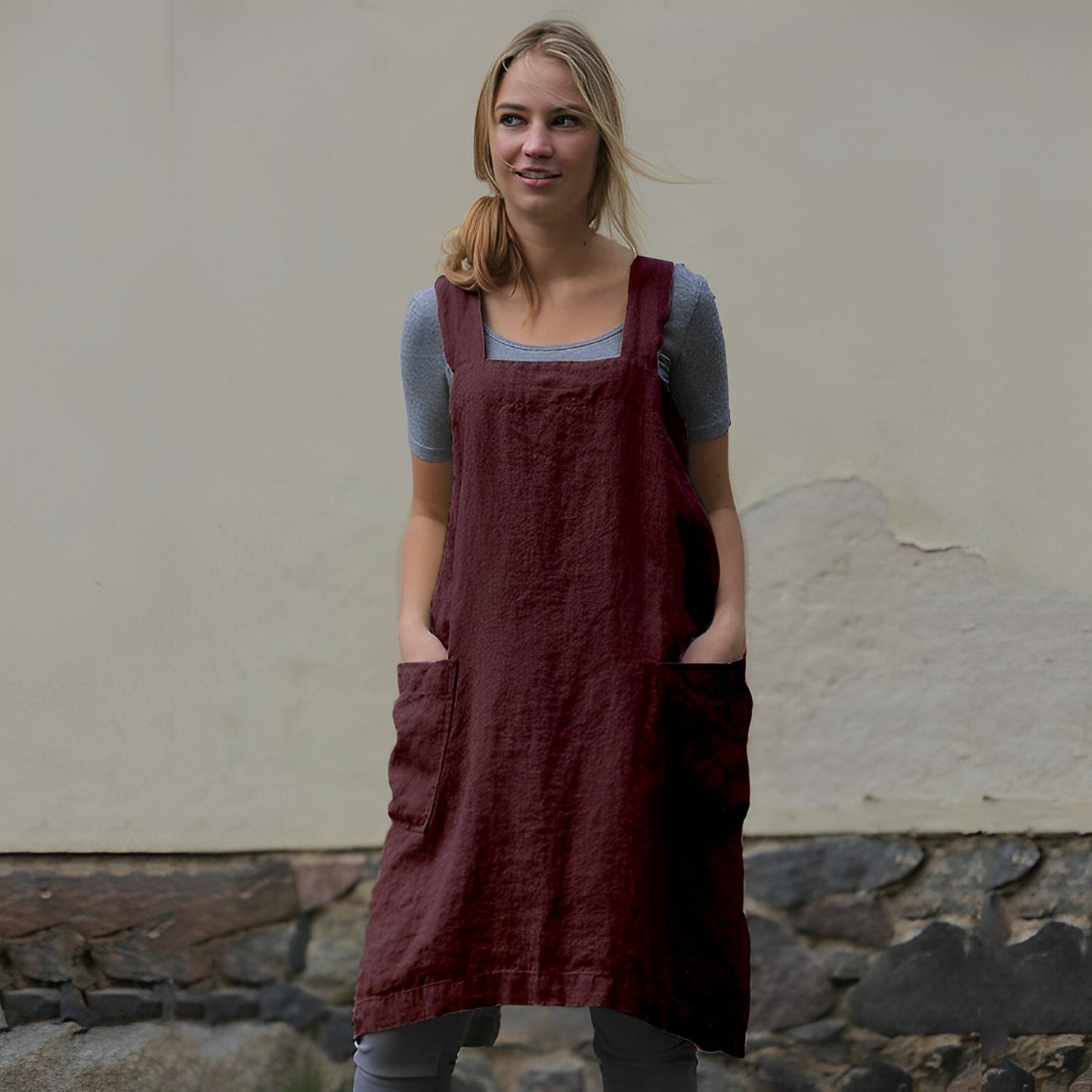 Abito Grembiule Donna con Tasche Comodo