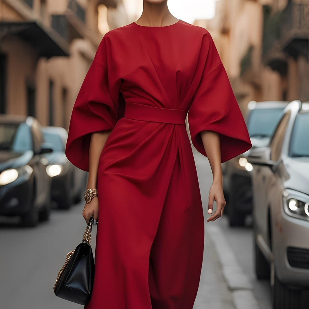 Abito Donna con Maniche a Lanterna Stile Elegante