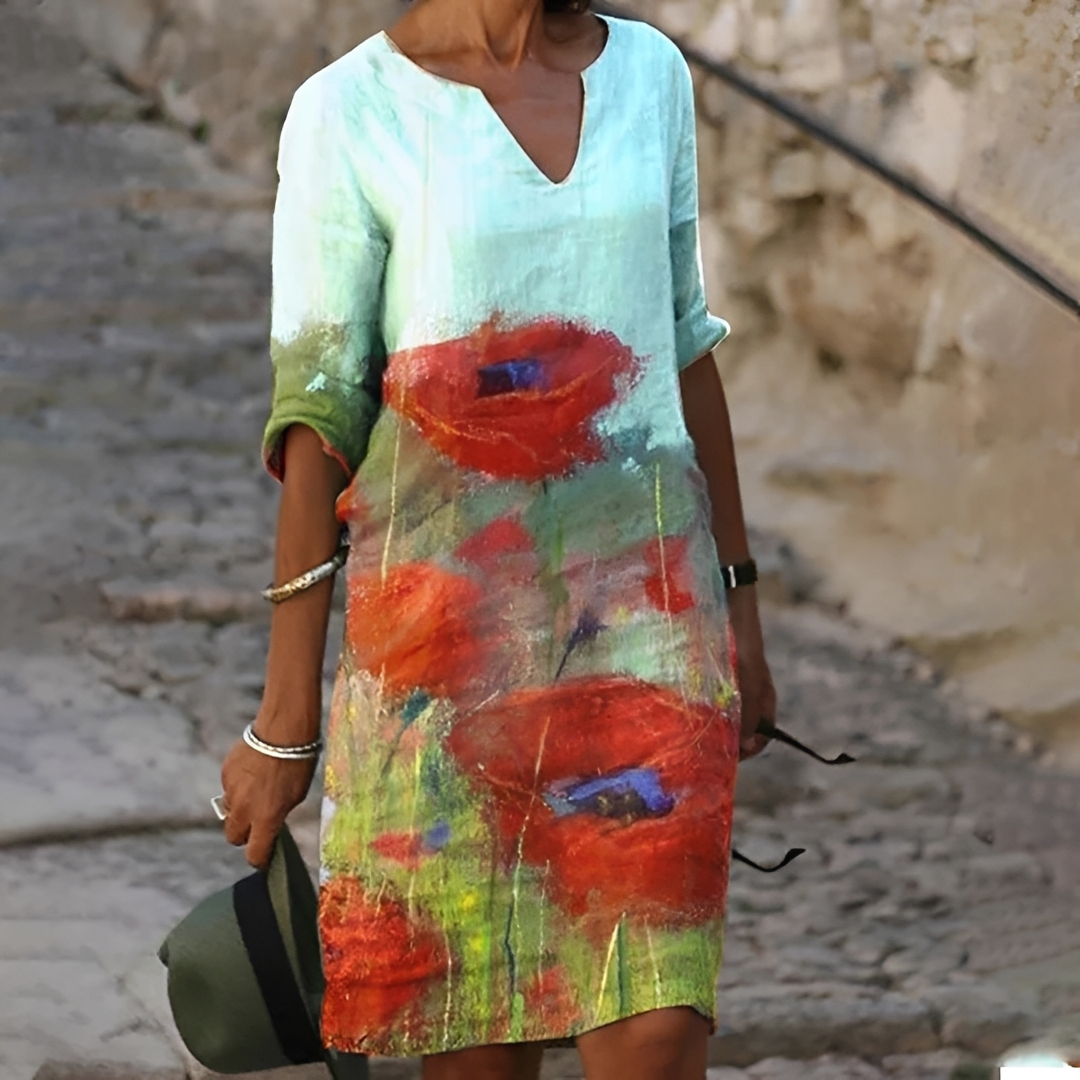 Abito Donna con Motivo Floreale Vestibilità Classica