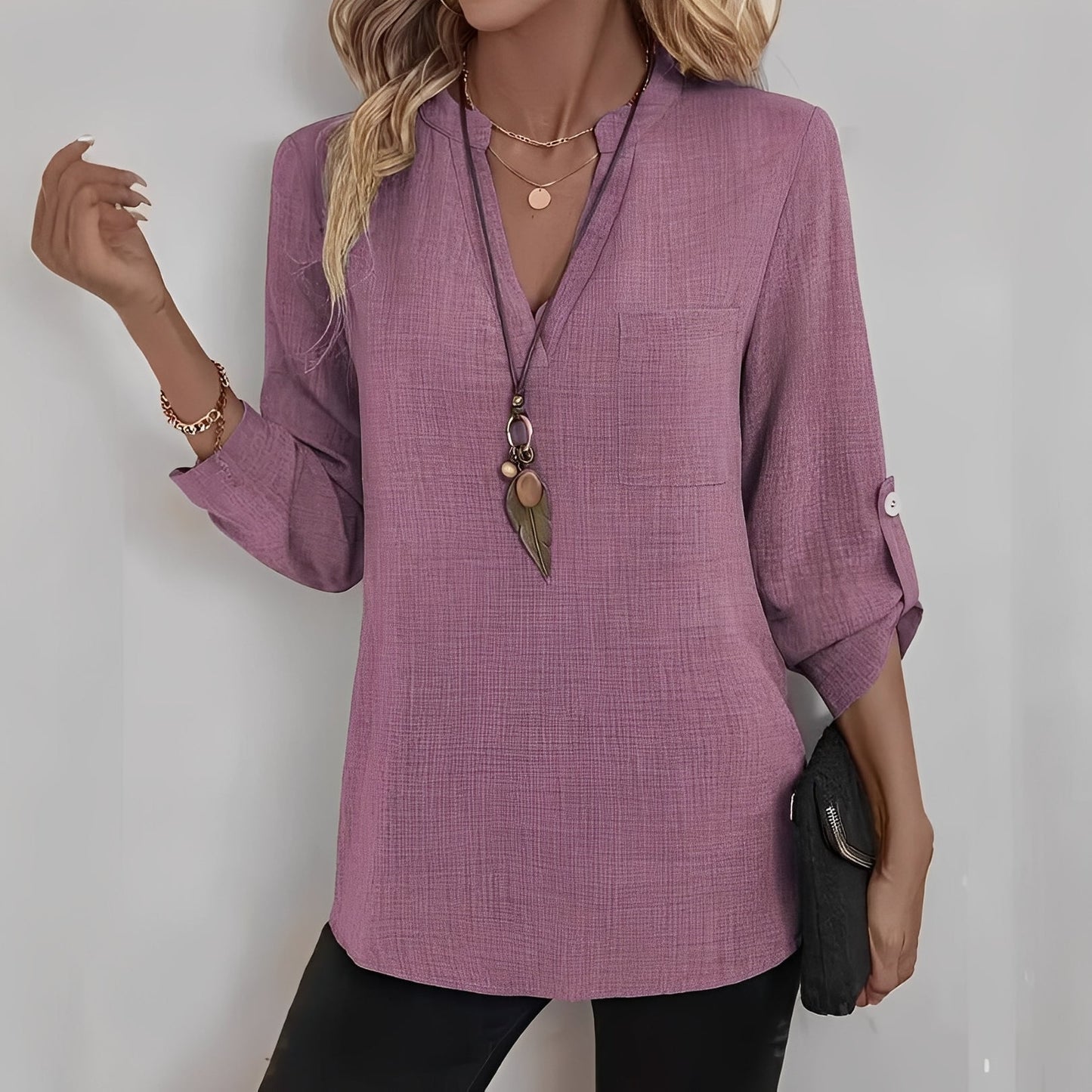 Blusa Donna Scollo a V Vestibilità Ampia