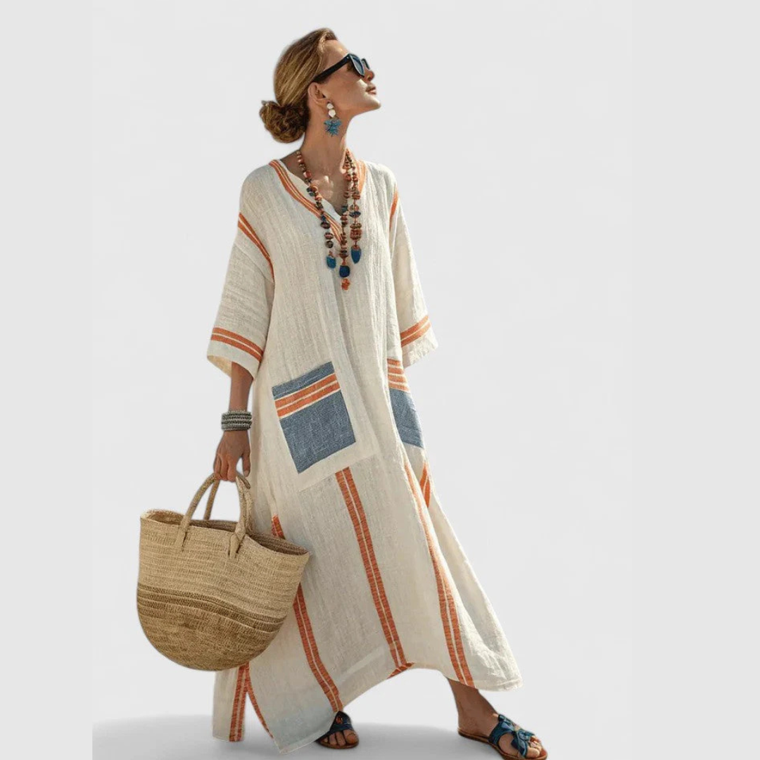 Abito Maxi Donna Scollo a V Vestibilità Larga
