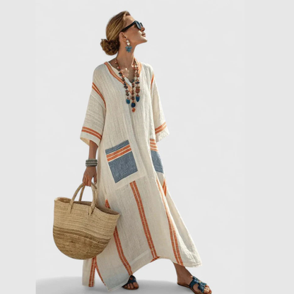 Abito Maxi Donna Scollo a V Vestibilità Larga