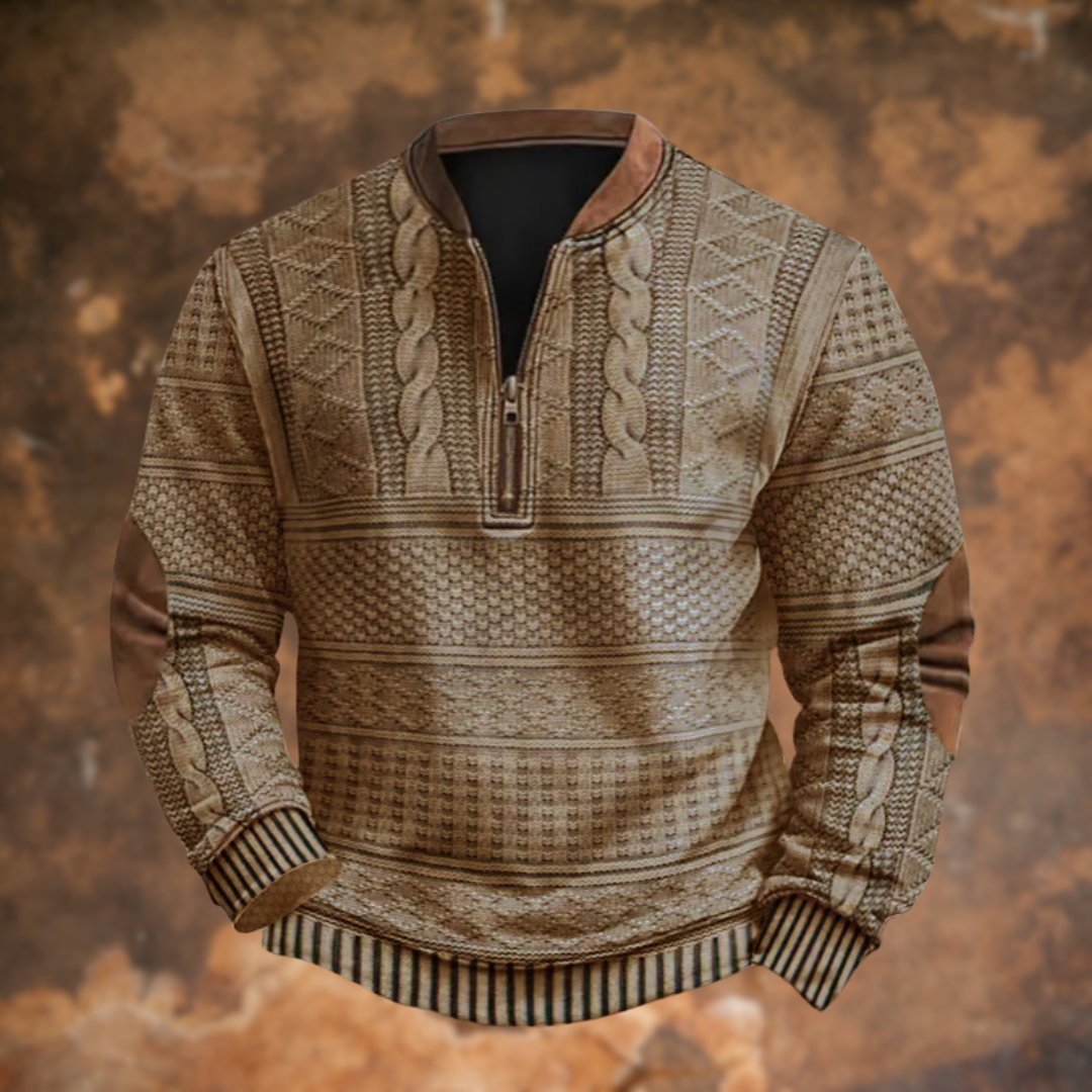 Maglione Uomo con Zip Design a Motivo Strutturato