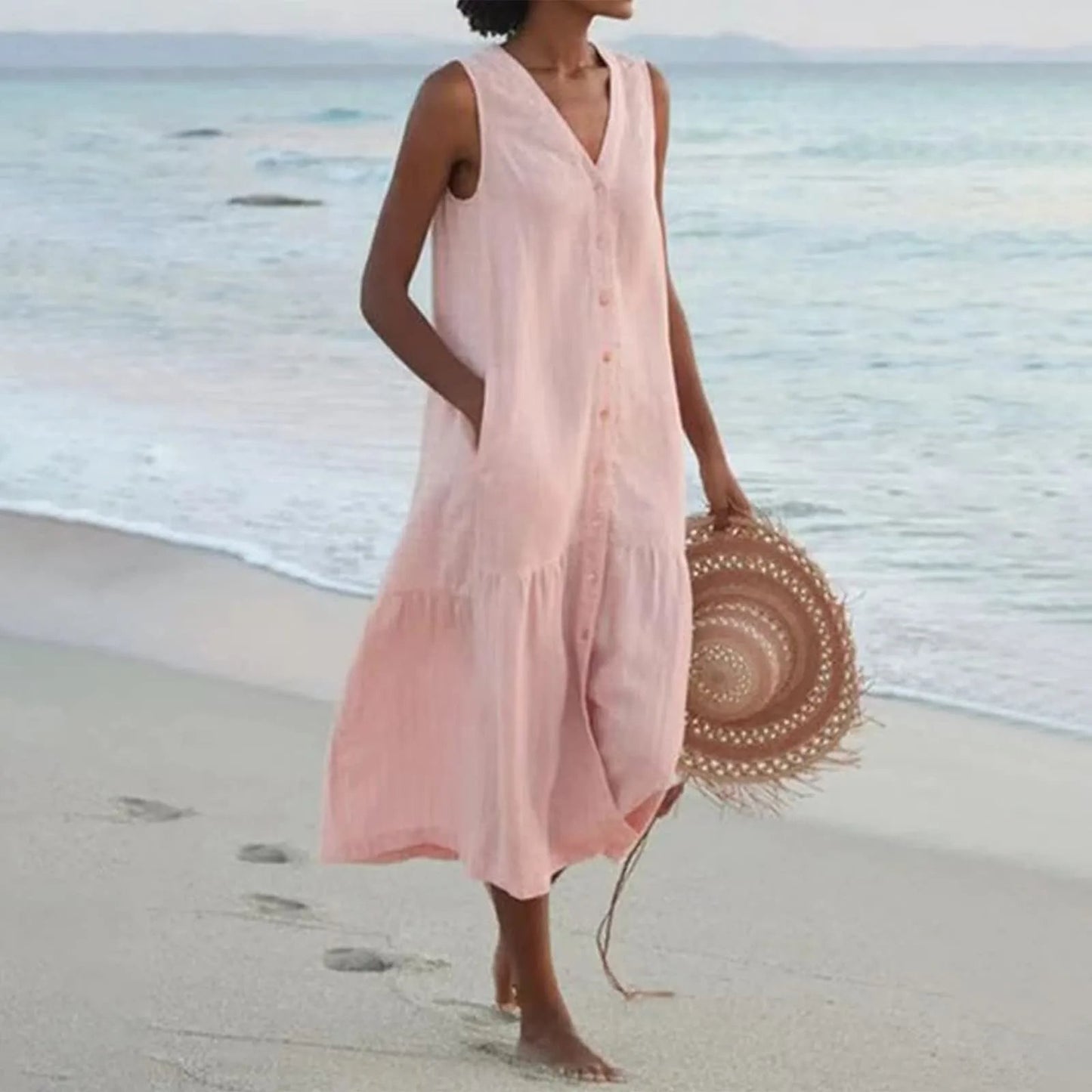 Abito Spiaggia Donna Smanicato Scollo a V