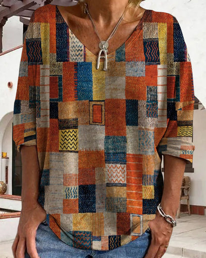 Donna Patchwork Scollo a V