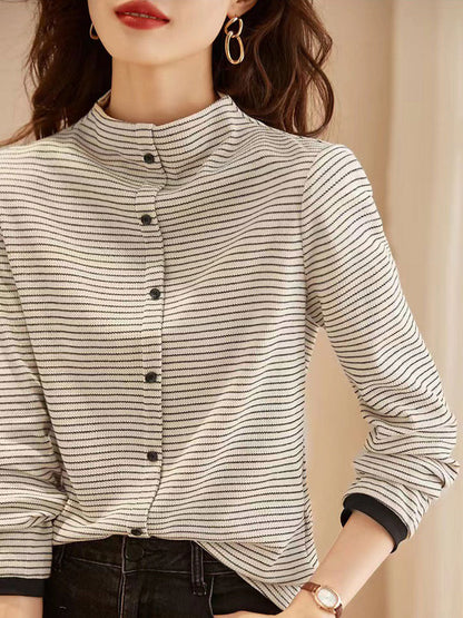 Donna Maglia a Righe Collo Alto