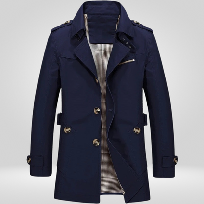 Trench Coat Uomo Classico Lunghezza Media Taglio Strutturato