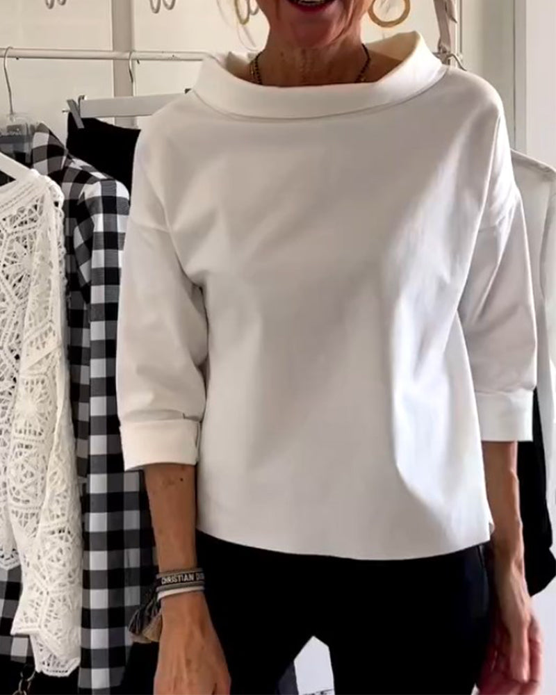 Blusa Donna Casual Scollo a Cascata Manica