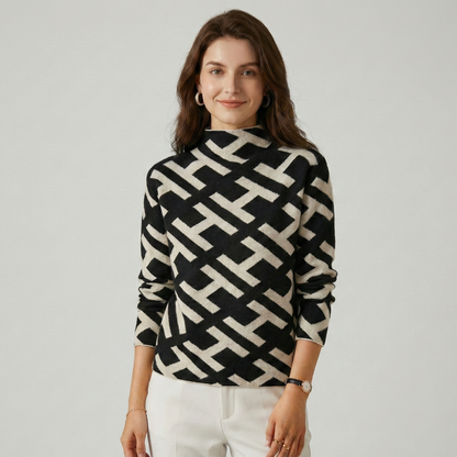 Maglione Donna Motivo Geometrico Stile Casual - Vesarelli