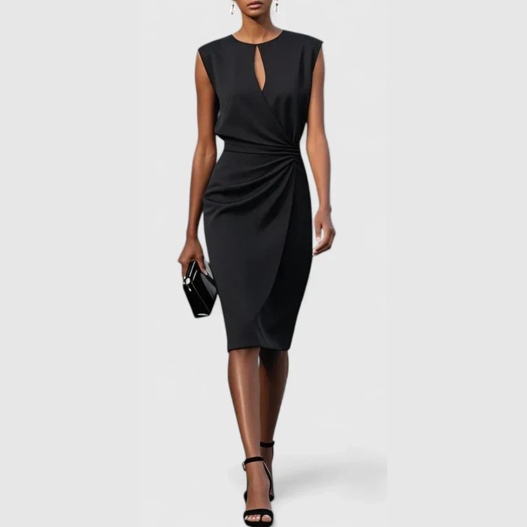 Abito Midi Donna Smanicato con Arricciature