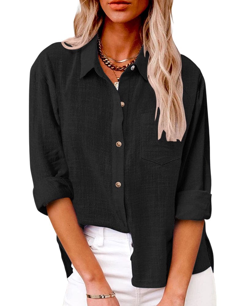 Camicia Donna Manica Lunga Stile Casual