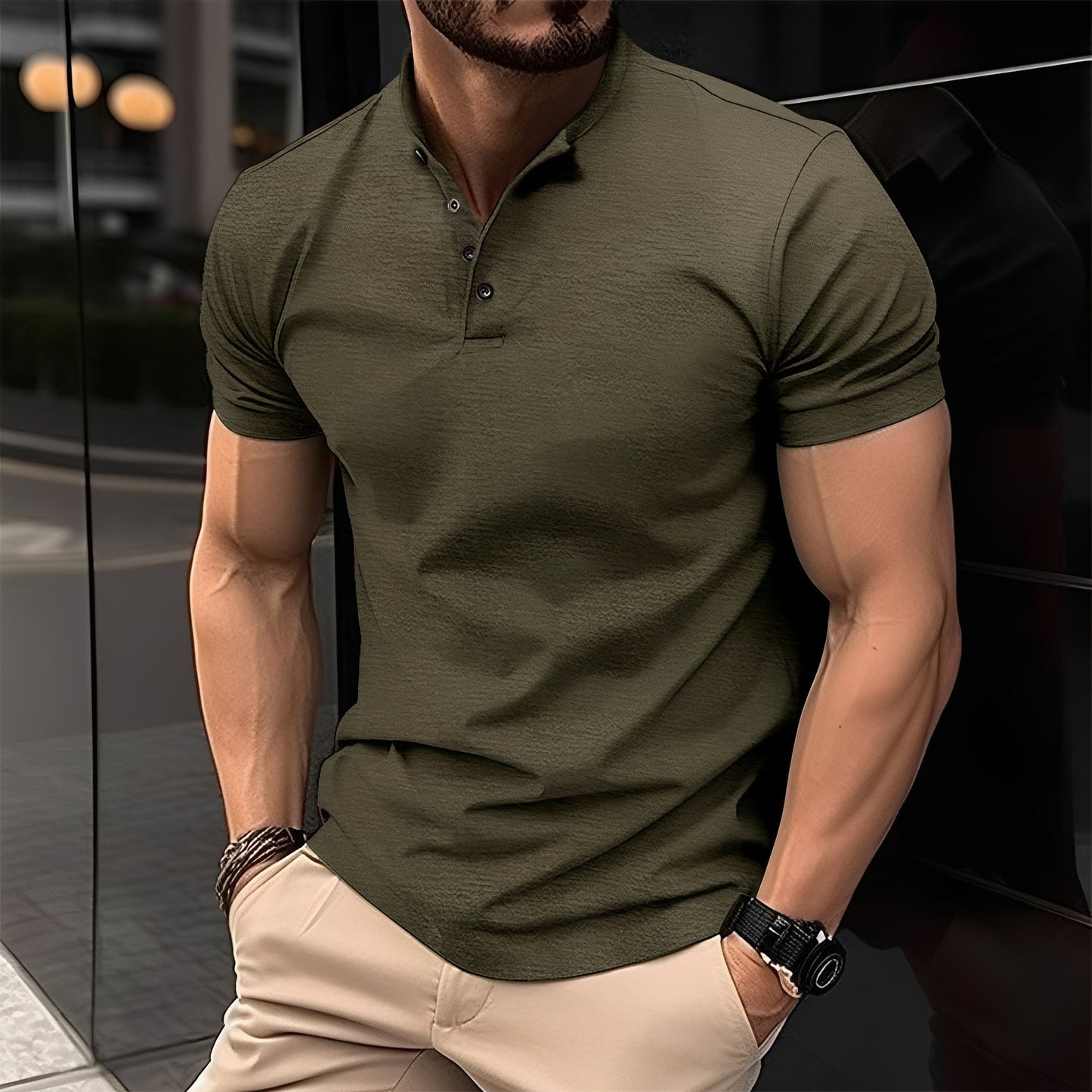 Polo Uomo Cotone Casual con Bottoni