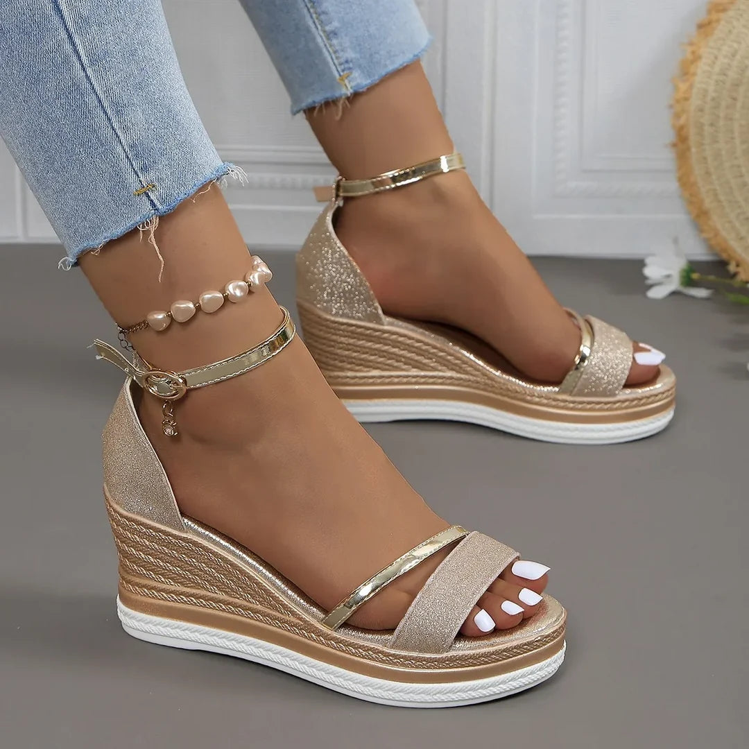 Sandali Donna Zeppa con Cinturini Plateau