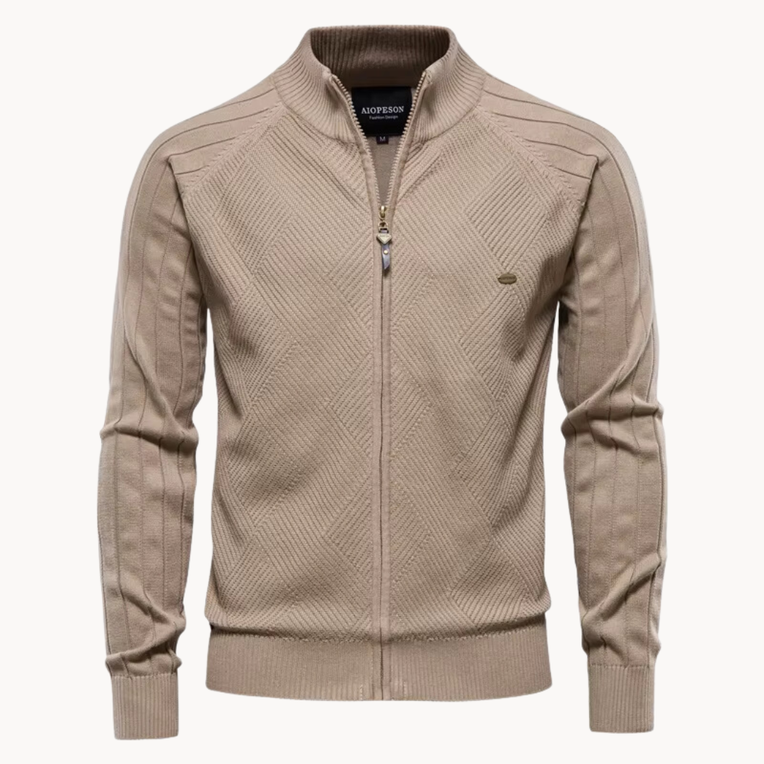 Felpa Uomo con Zip Design Strutturato e Collo Alto
