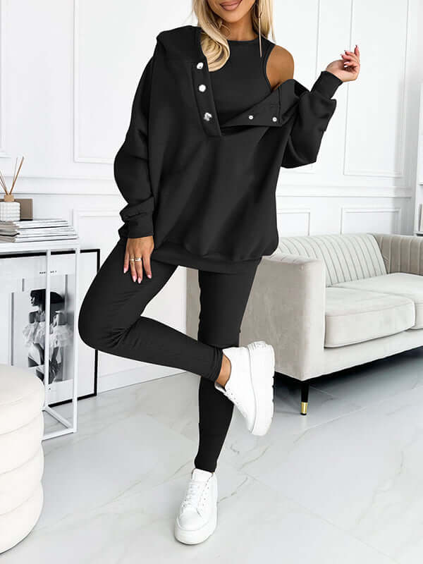 Tuta Donna Felpa in Fleece con Cappuccio Comfortabile