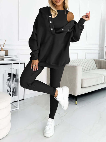 Tuta Donna Felpa in Fleece con Cappuccio Comfortabile