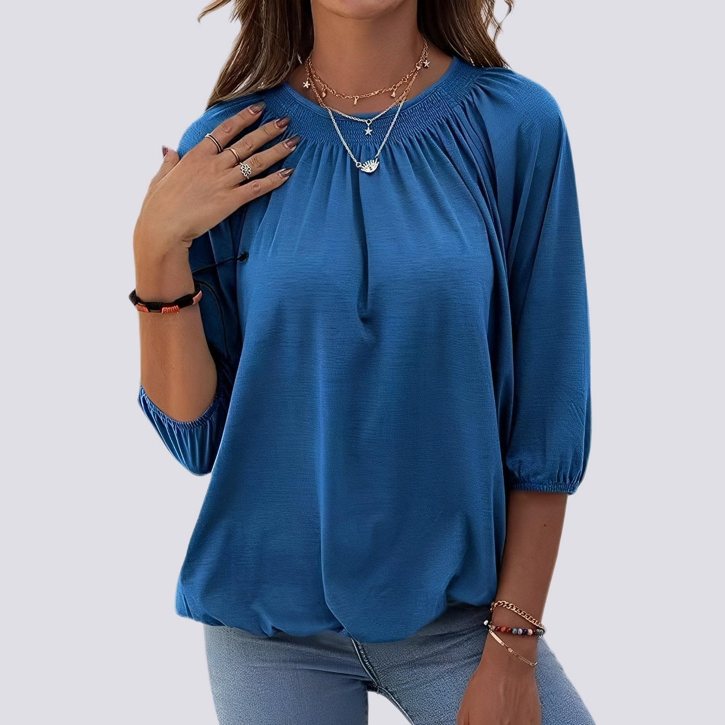 Camicia Donna Tessuto Morbido Girocollo Vestibilità Comoda