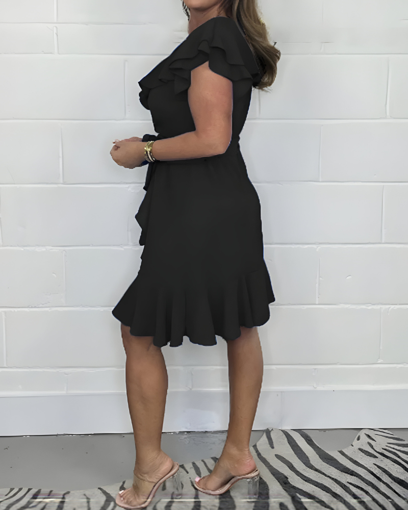Abito Donna con Volant Scollo a V Stile Femminile