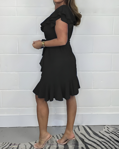 Abito Donna con Volant Scollo a V Stile Femminile