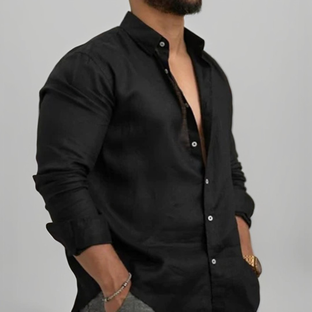 Camicia Uomo Elegante Manica Lunga Slim Fit