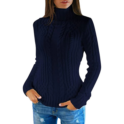 Maglione Donna a Treccia Collo Alto Morbido