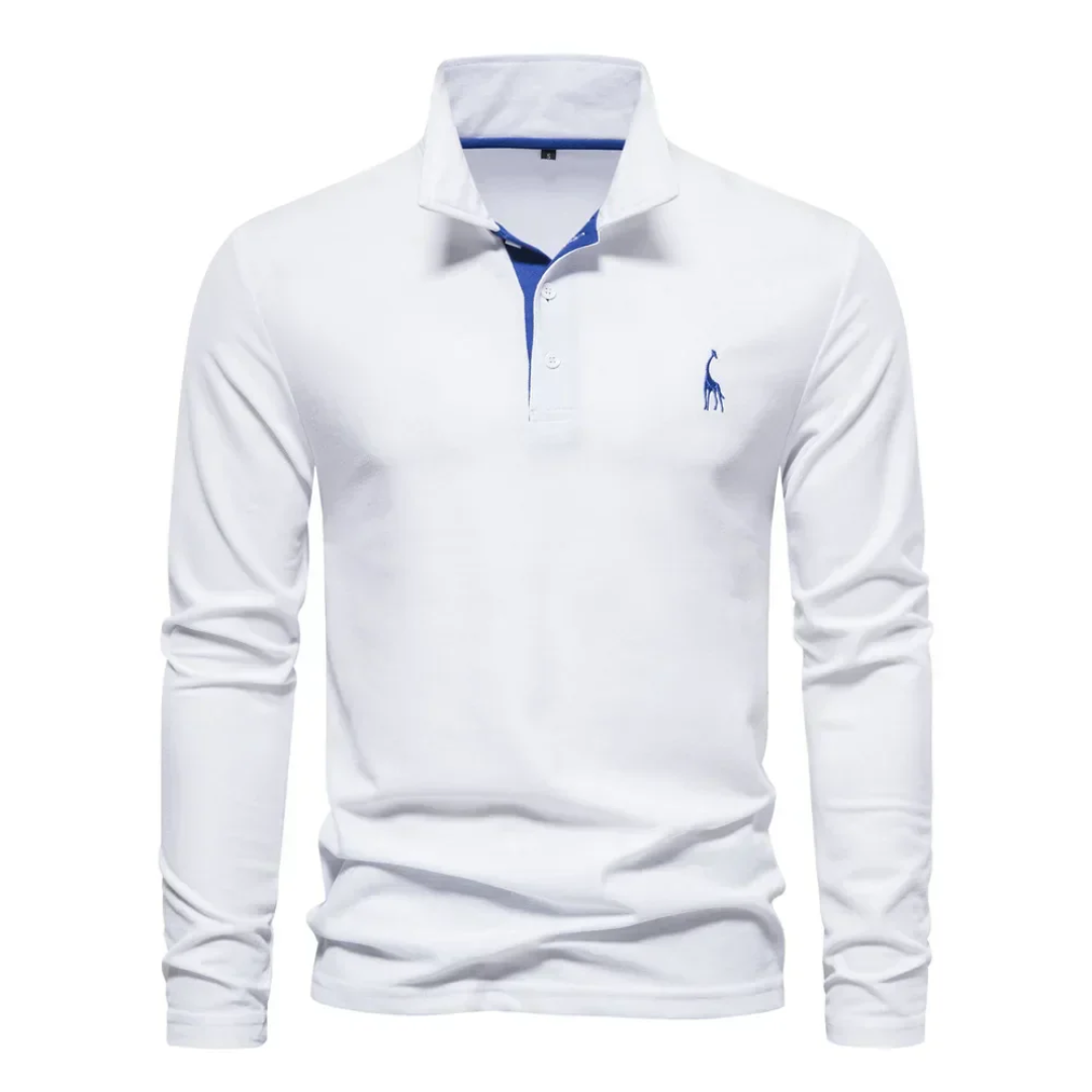 Polo Uomo Golf Manica Lunga Vestibilità Larga
