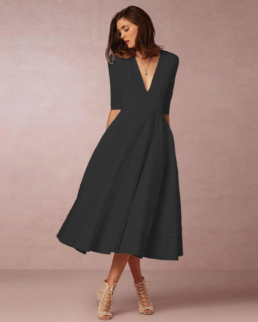 Abito Maxi Donna Scollo a V Elegante