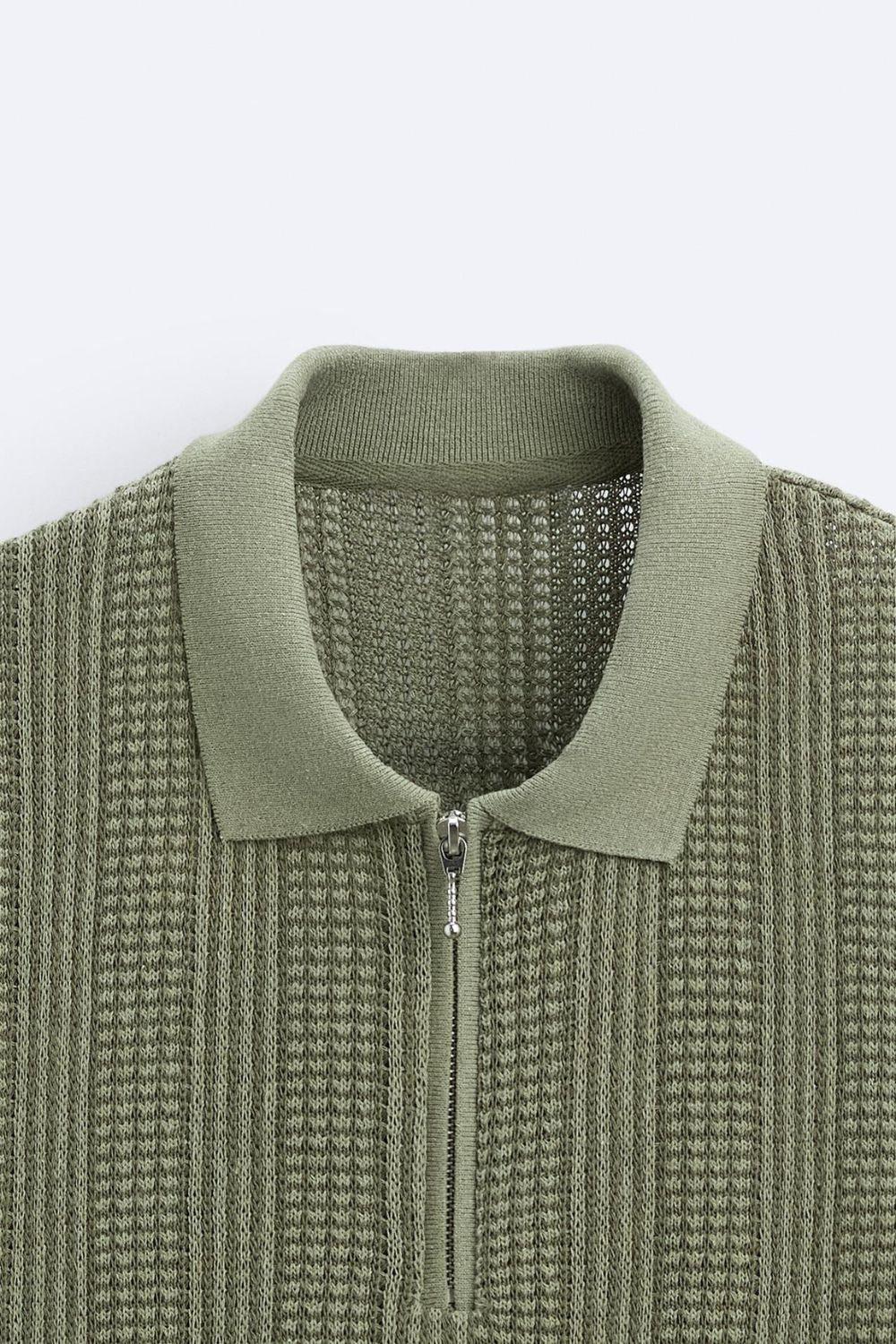 Polo Uomo Maglia Strutturata con Zip