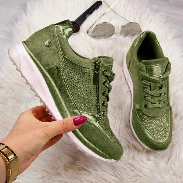 Sneaker Donna Plateau con Lacci e Chiusura a Zip