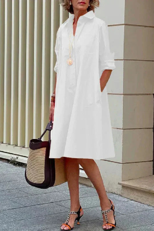 Abito Midi Donna Camicia Manica Lunga - Brentozzi