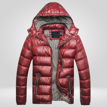 Cappotto Uomo Imbottito con Cappuccio e Vestibilità Slim