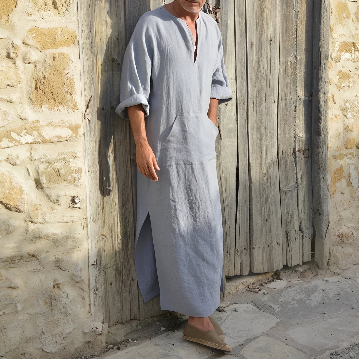 Abito Camicia Lungo Uomo con Spacco